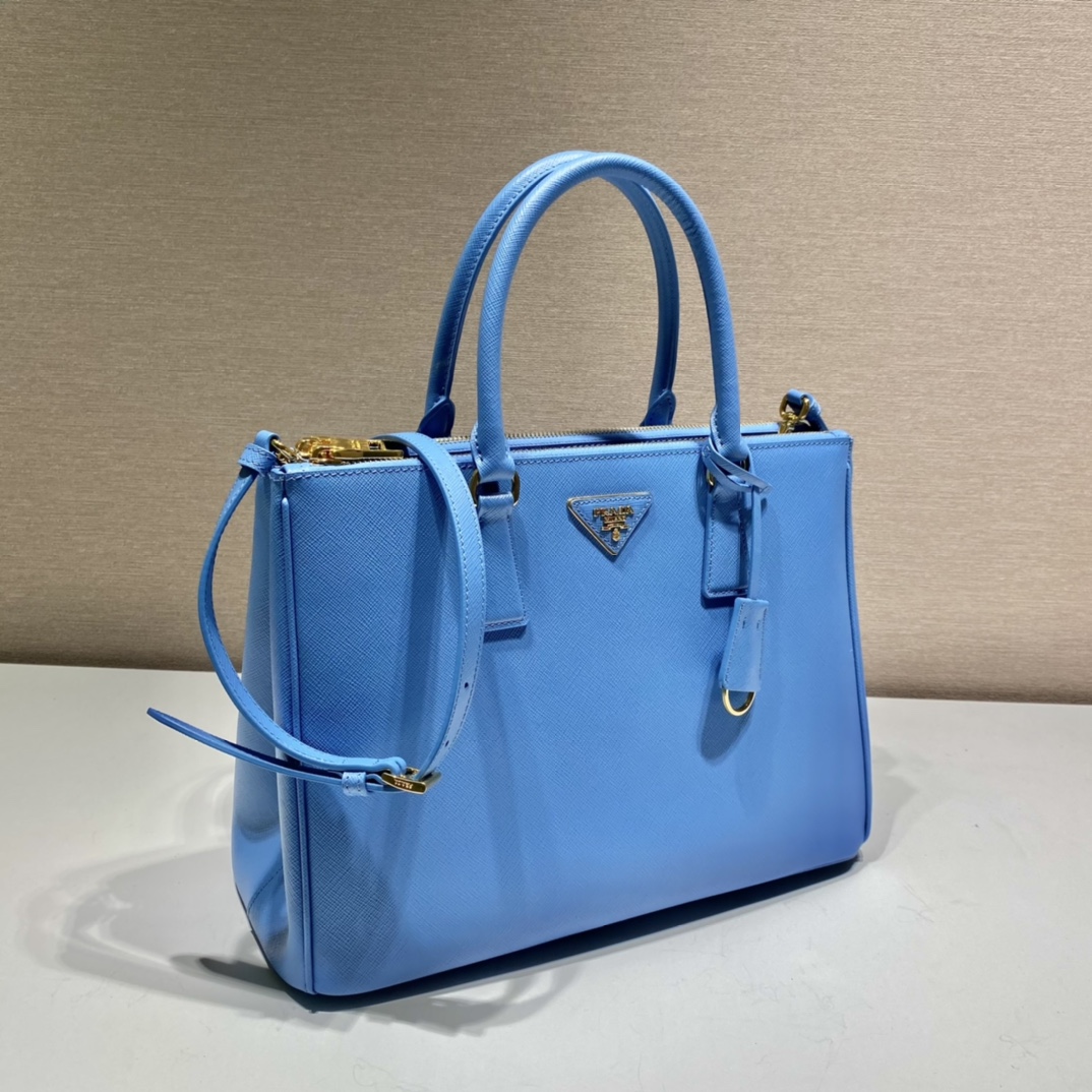 Prada Large Galleria Saffiano Leather Bag Tote Shoulder Bag Blue 1BA274